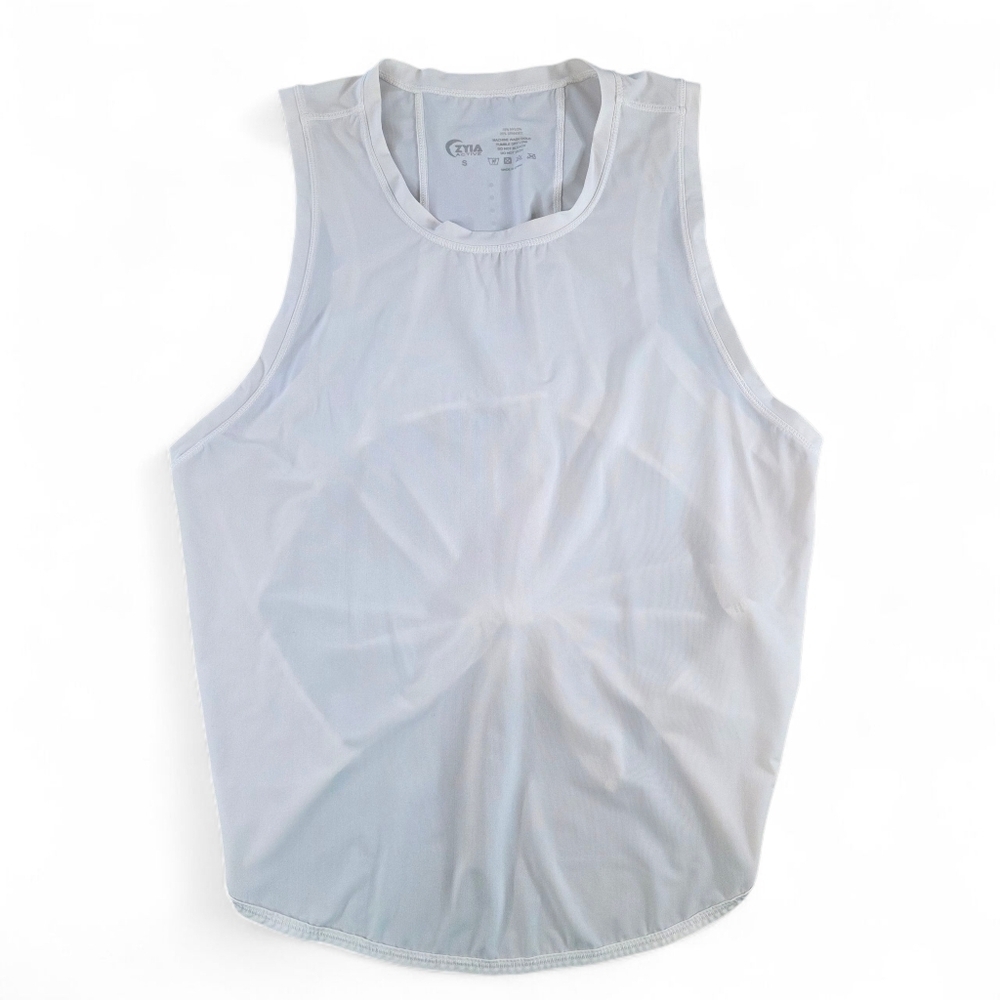 Zyia Active White Mesh Back Tie Tank Top Women’s Small Athletic Athleisure